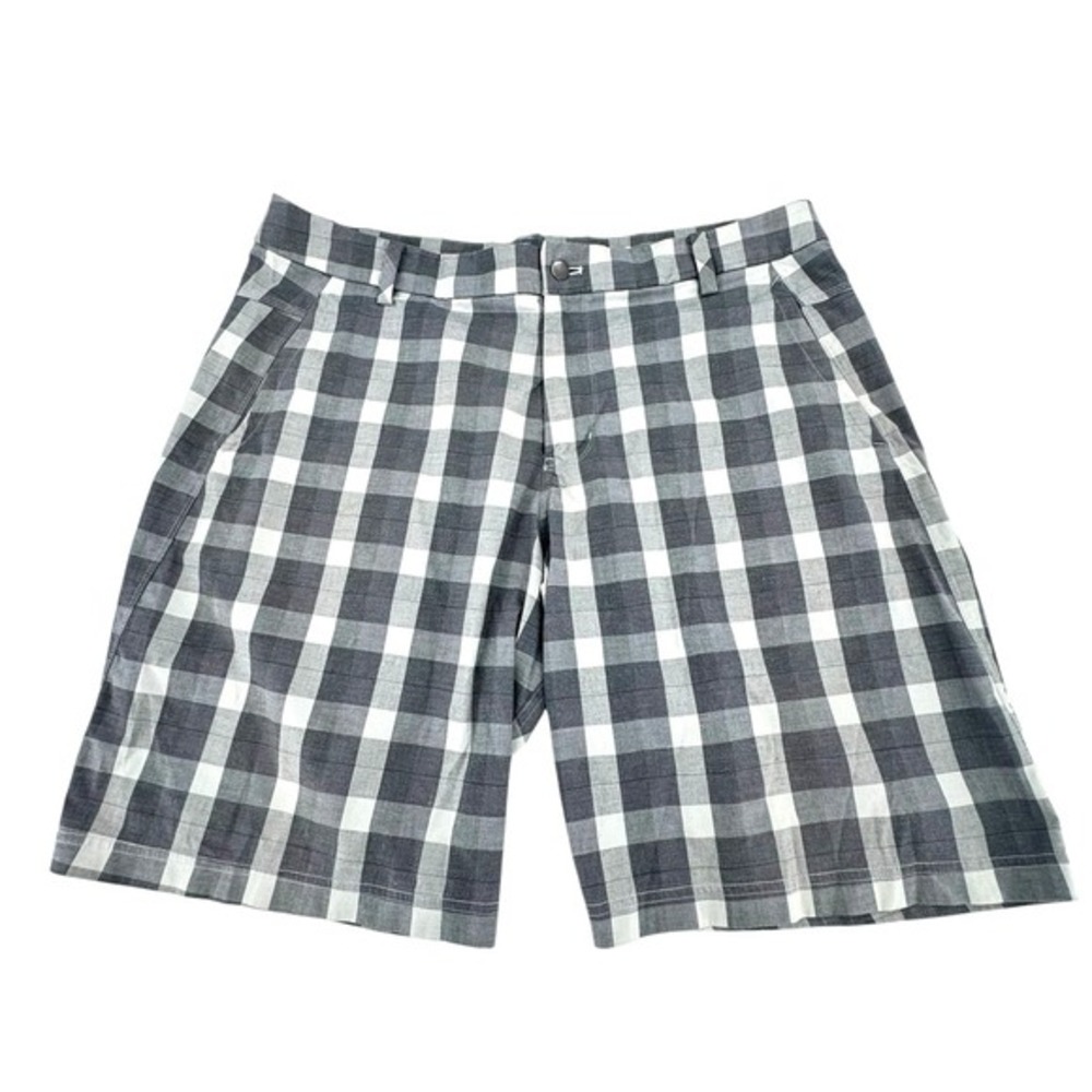 Lululemon Active Kahuna Gray Plaid Golf Casual Flat Front Funky Y2K Mens Size 40